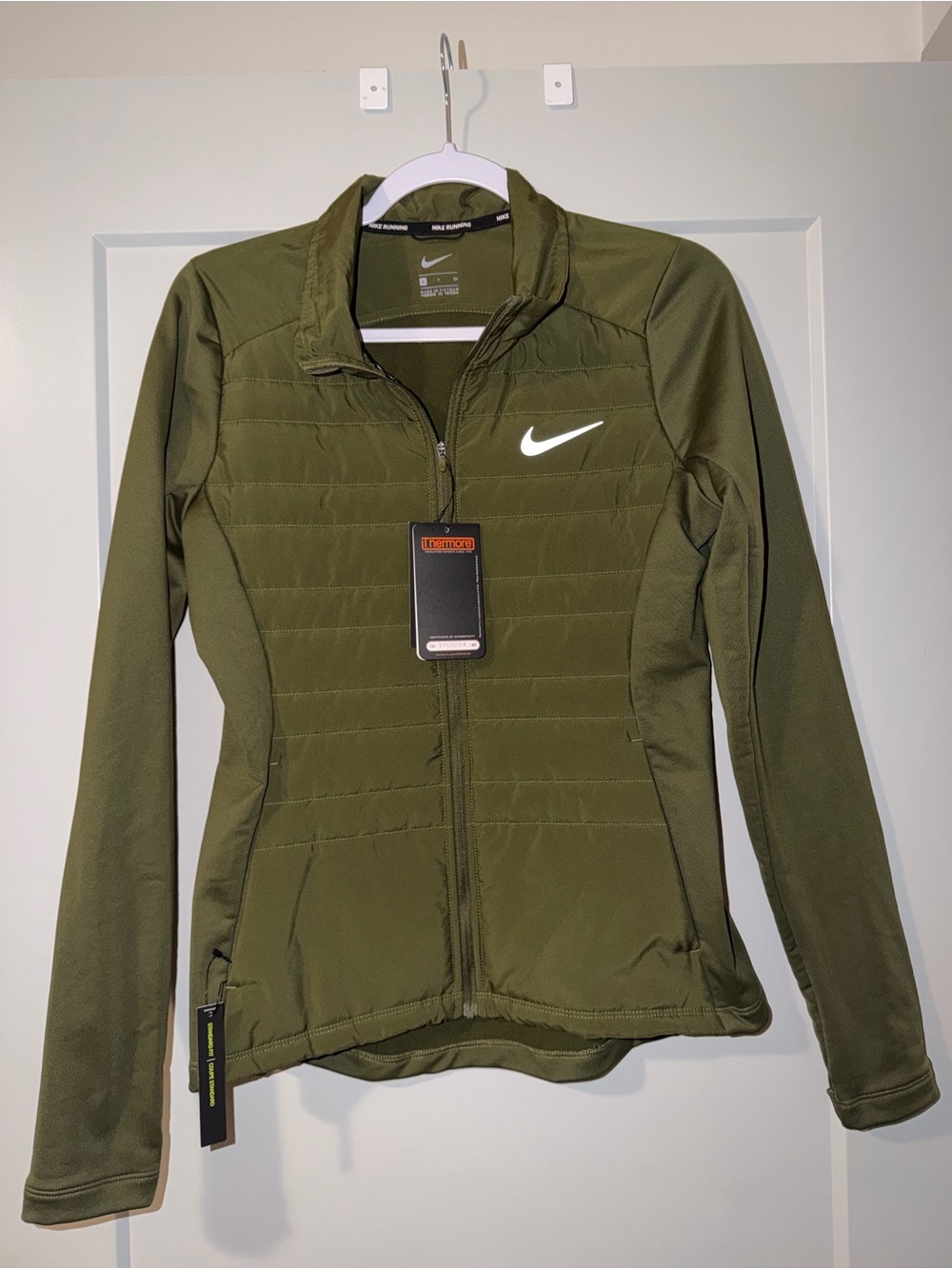 Nike Olive Green Women's Quilted Full-Zip Jacket